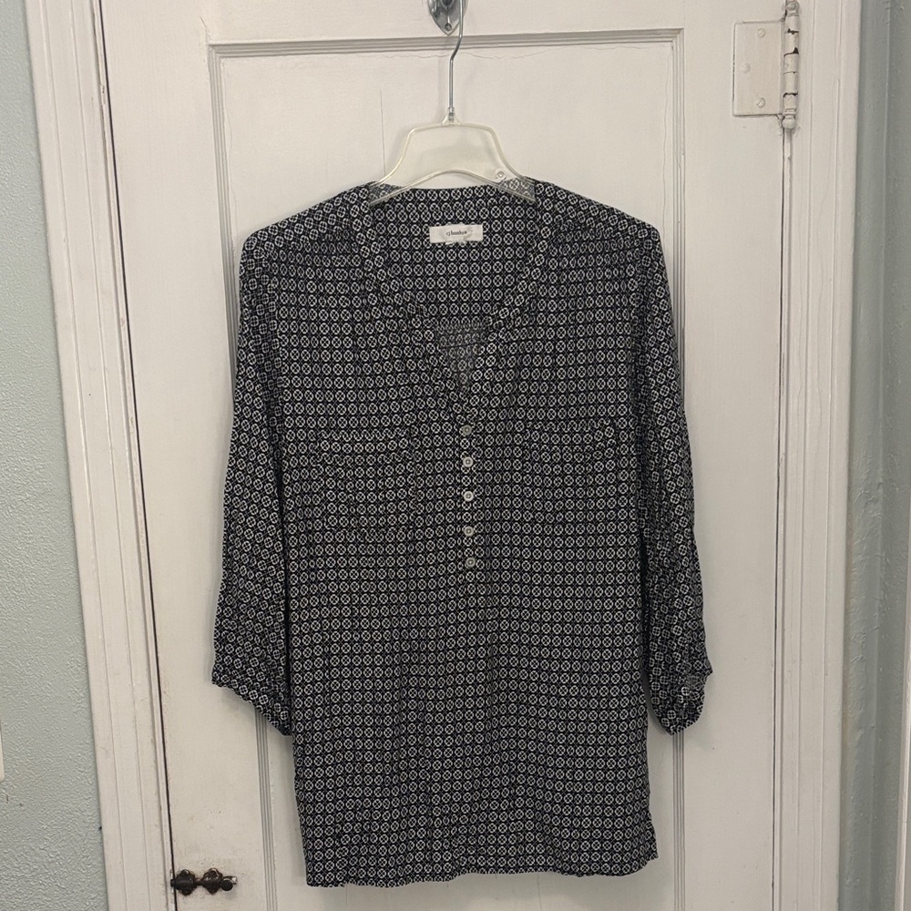 CJ Banks Black and White Geometric Shirt